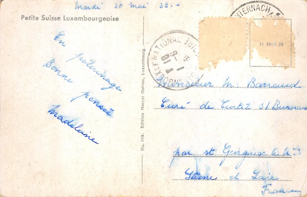 Echternach - L'Abbaye — éditeur Edition Marcel Gebbieu, n° 109 - पीछे