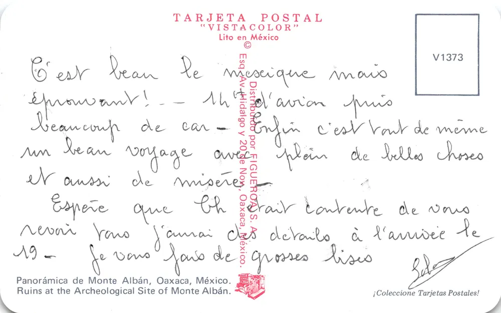 Monte Albán — archäologischer maya-ort — Verlag VISTACOLOR, Nr. V1373 - Rückseite