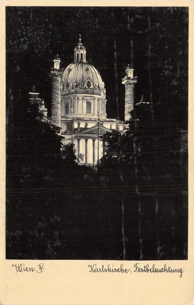 Karlskirche, Festbeleuchtung — Verlag Reprofot, Nr. 1047 - Vorderseite