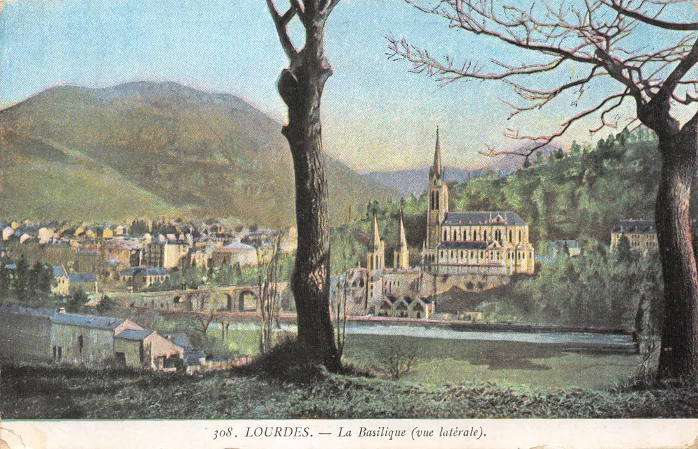 Lourdes — Die Basilika (Seitenansicht) — Edition F. Viron, Nr. 308 - Vorderseite