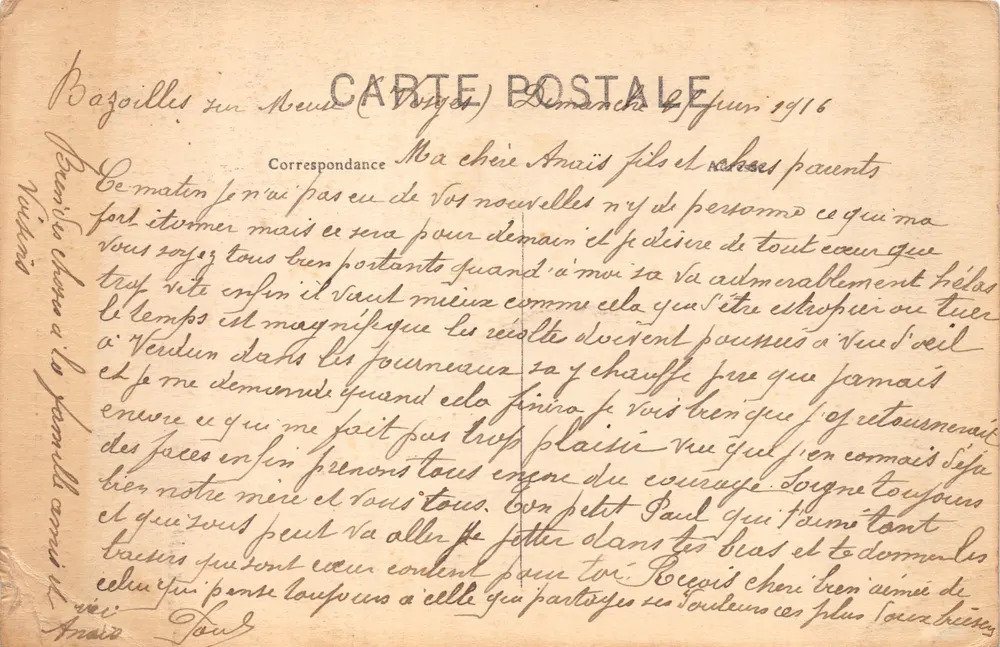 Bazailles-sur-Meuse — Die Kirche — Verlag Mlle Guyot, Lebensmittelgeschäft und Tabakwaren - Rückseite