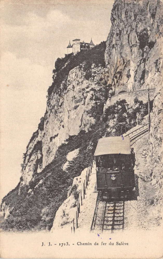 Salève-Bahn — Ansicht des Zuges beim Aufstieg — J. J. - 1713 - Vorderseite