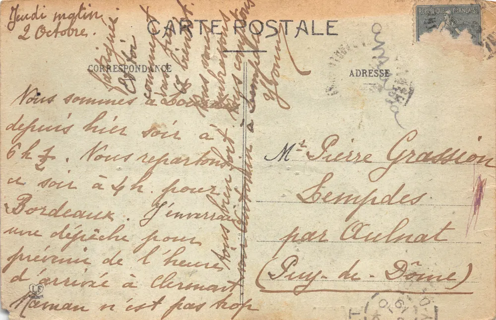 Lourdes — Die Schwimmbäder — Verlag PROVOSTE LAROQUE FRÈRES, Nr. 198 - Rückseite