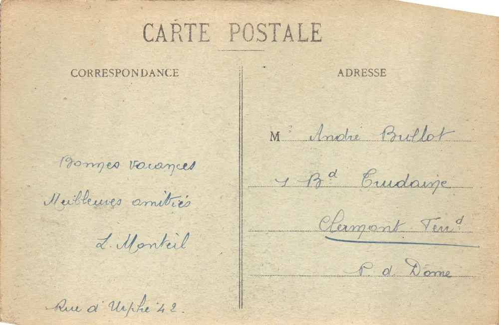 Roanne — Chambre de Commerce — éditeur imprimeur non visible - Verso