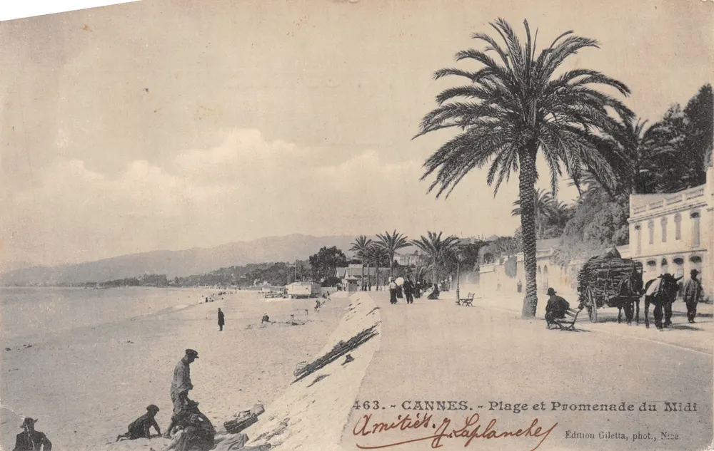 CANNES — Strand und Promenade du Midi — Edition Giletta, Foto von Nizza - Vorderseite