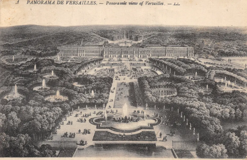 Panorama von Versailles — Panoramablick auf Schloss und Gärten — Verlag LL - Vorderseite