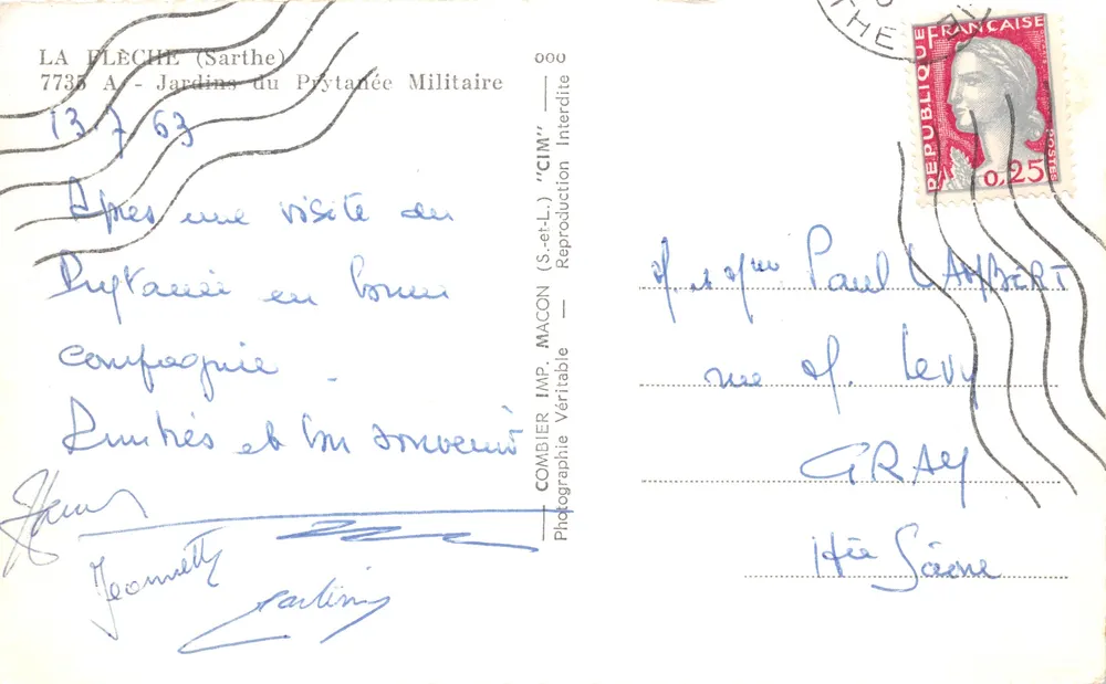 La Flèche (Sarthe) — Jardins du Prytanée Militaire — COMBIER IMP. MACON - Verso