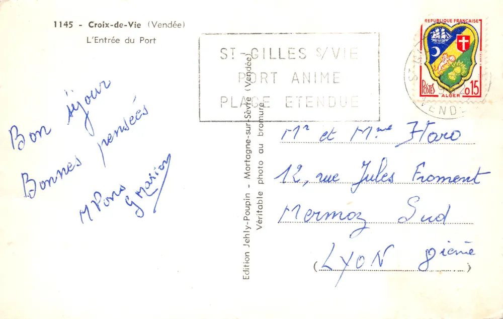 Croix-de-Vie (Vendée) — Ansicht des Hafeneingangs — Edition Jehly-Poupin - Rückseite