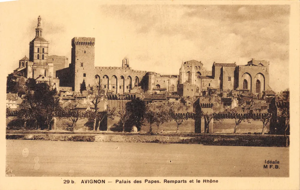 Avignon — Palast der Päpste, Mauern und der Rhône — Ideal M.F.B - Vorderseite