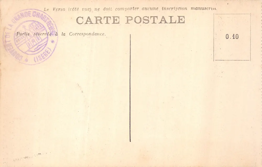 Eingang in den Wüste — Route de la Grande-Chartreuse — Verlag G. V. Grenoble, Nr. 79 - Rückseite