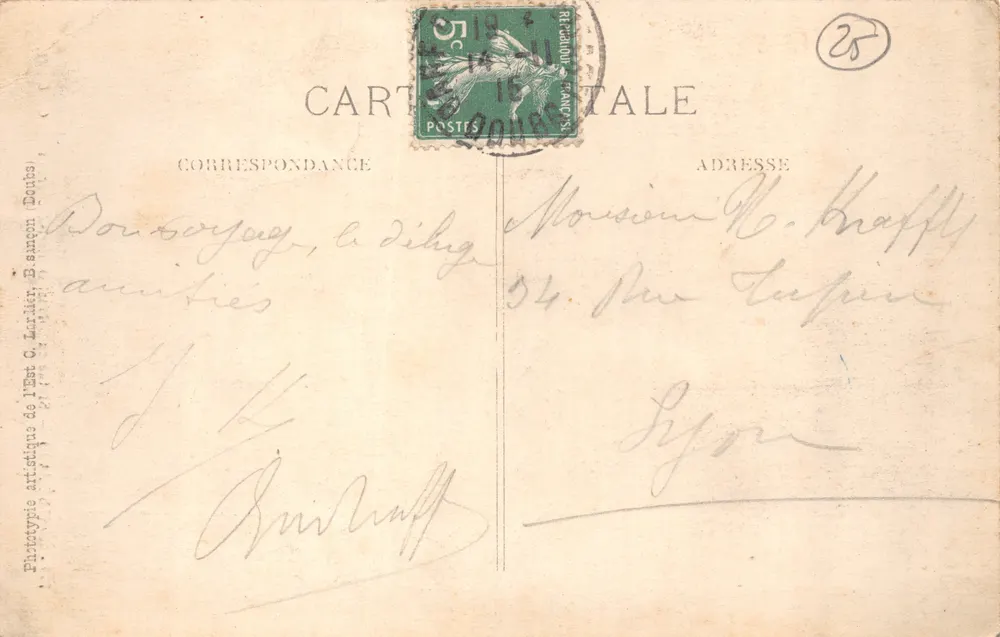 Montbéliard — Estatua del Coronel Denfert-Rochereau — C.L.B. n°799 - Reverso