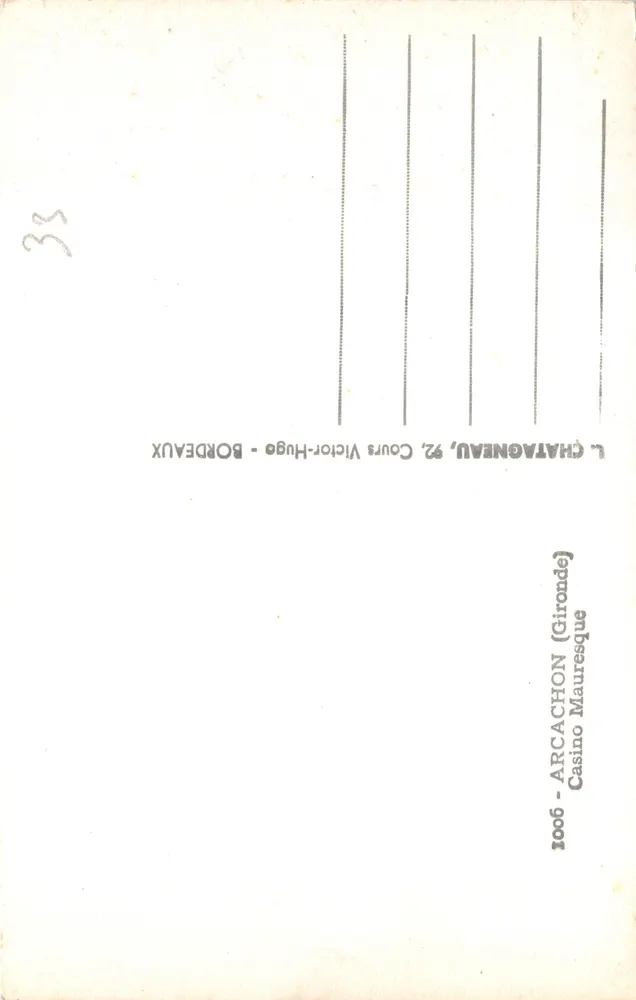 Arcachon — Casino Mauresque — éditeur Elcée - Verso