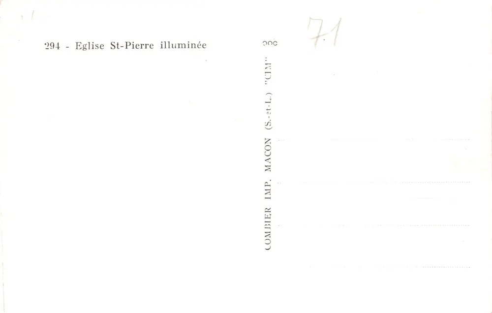 Mâcon (S.-et-L.) — Cathédrale Saint-Pierre illuminée — IMP. COMBIBIER - Verso
