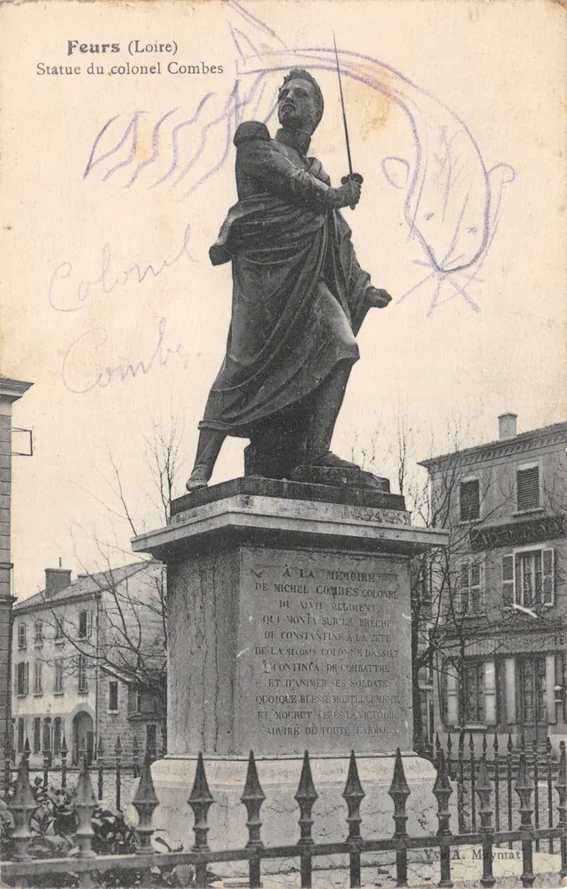 Feurs (Loire) — Statue du colonel Combes — éditeur Vve A. Maymat - 앞면