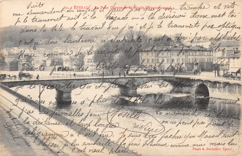 Épinal — Brücke Carnot und das Departementalmuseum — Photo A. Bouteiller, Épinal - Vorderseite