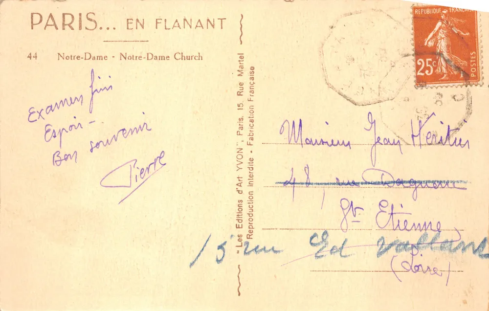 Notre-Dame de Paris — Hauptfassade — Les Éditions d'Art Yvon, n°44 - Rückseite