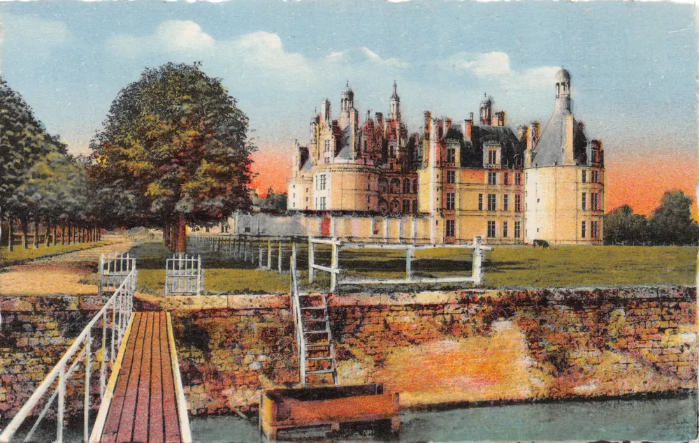 Chambord — Die Ufer des Cosson und die Ostfassade des Schlosses — Edition A. Bruel, Angers - Vorderseite
