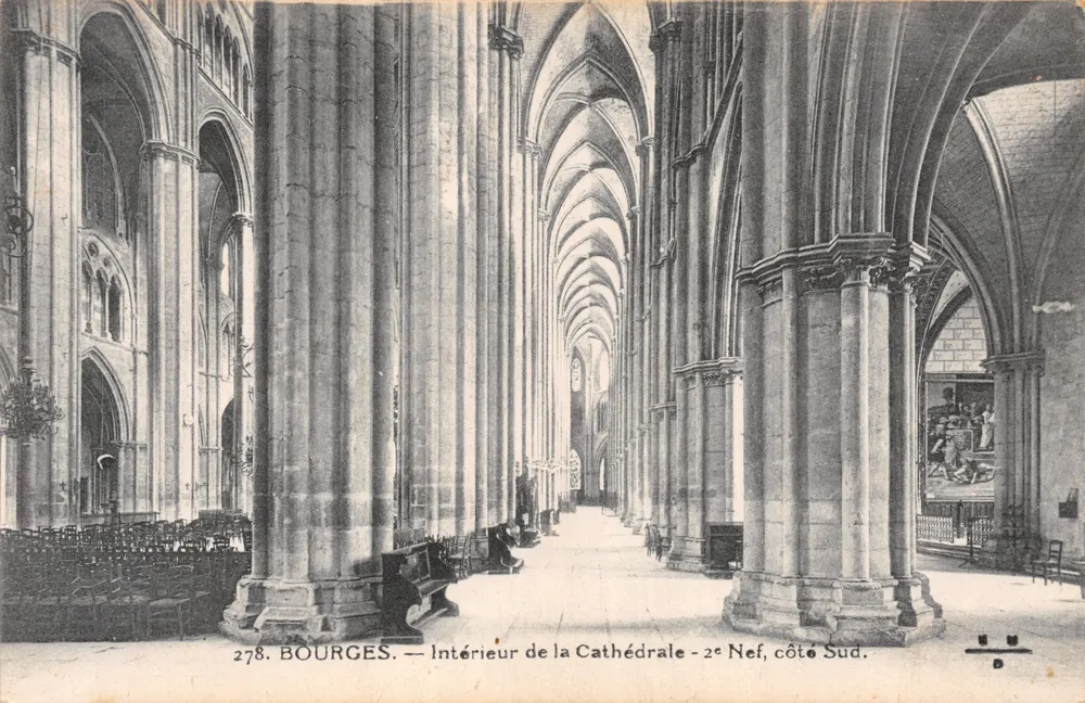 Bourges — Intérieur de la Cathédrale - 2e Nef, côté Sud. — Éditeur : B. D - 앞면