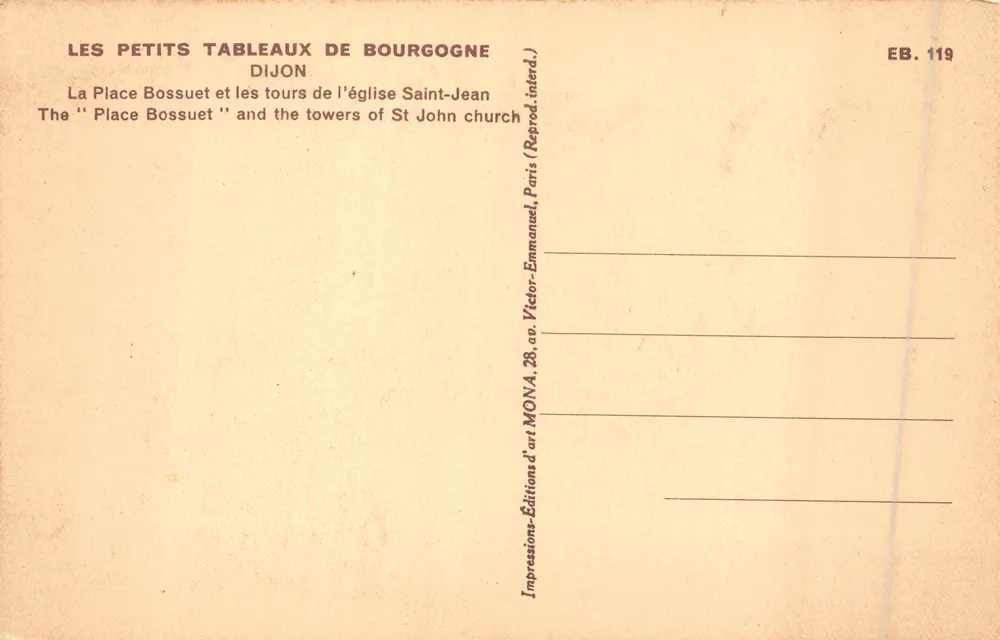 Place Bossuet — église Saint-Jean — éditeur MONA - Verso