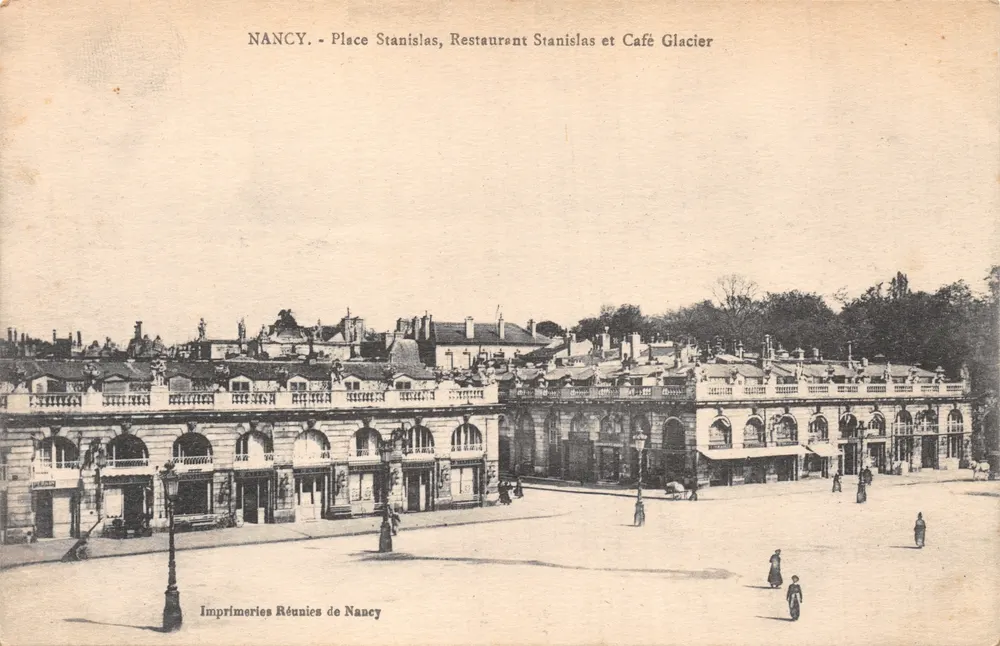 Nancy - Place Stanislas, Restaurant Stanislas und Café Glacier — Imprimeries Réunies de Nancy - Vorderseite