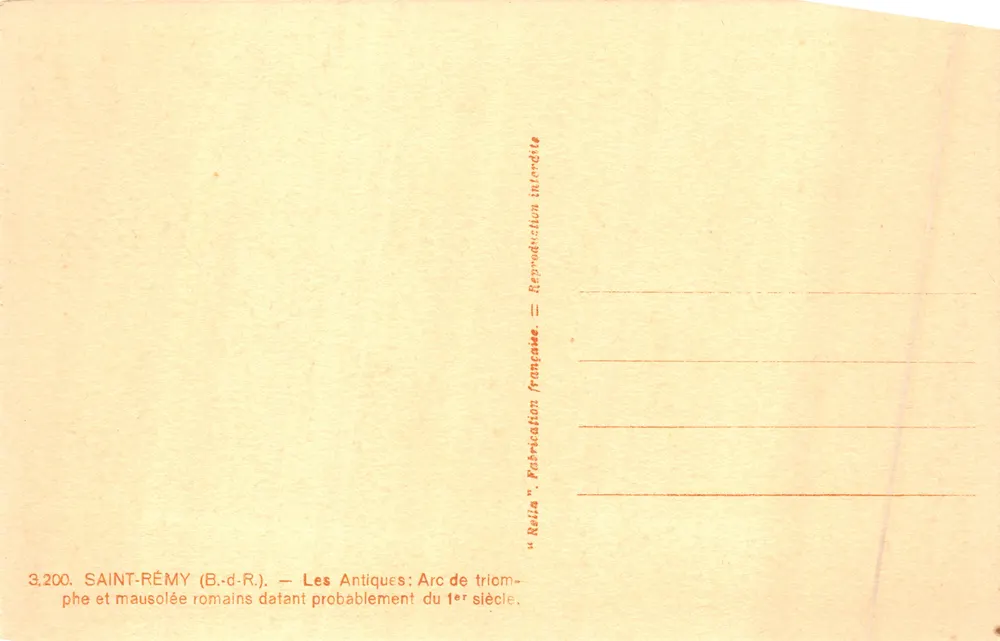 Saint-Rémy — Arc de triomphe et mausolée romains — Rella - 뒷면