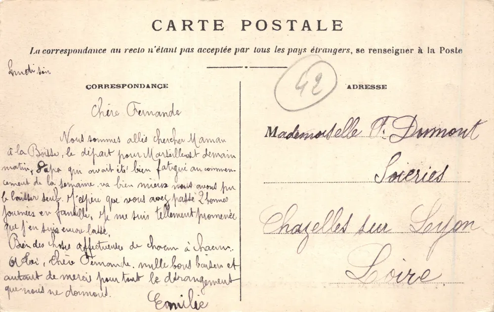 Um SAINT-ÉTIENNE — ROCHETAILLÉE — Route des zweiten Staudamms — Verleger nicht sichtbar, Seriennummer 113 - Rückseite