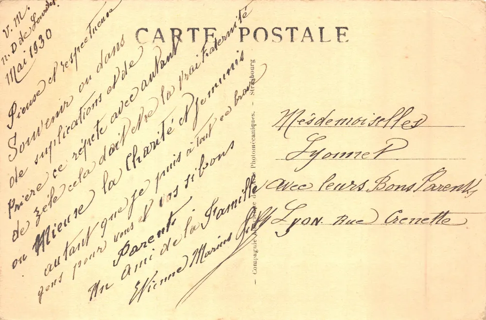 LOURDES - Erscheinung der Jungfrau — Verlag Conquignue Photomechanique, Nr. 220 - Rückseite