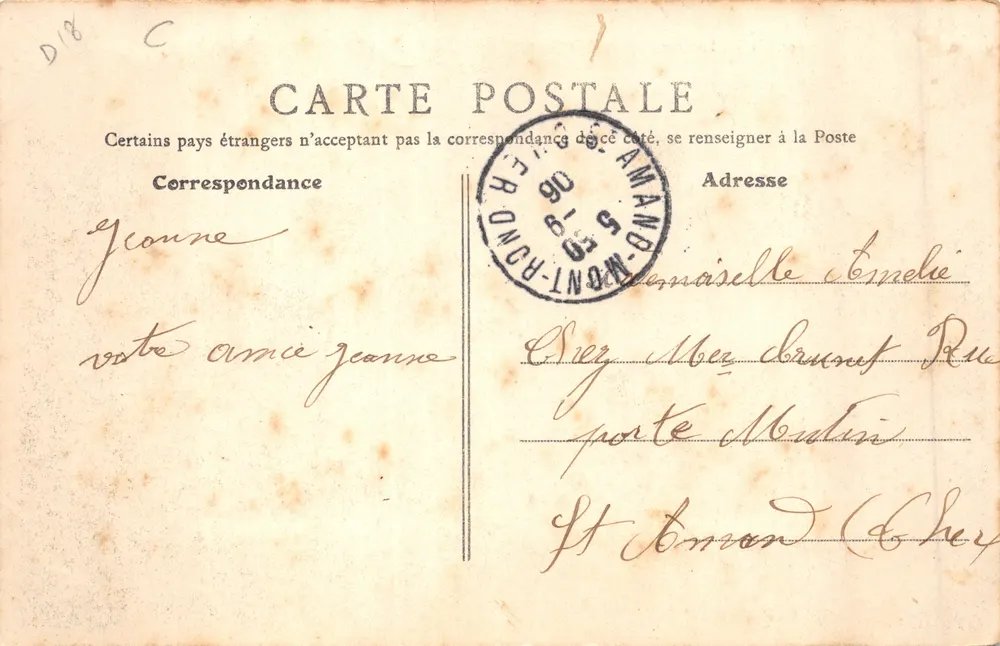 Châteauneuf-sur-Cher (Cher) — Hauptansicht des Schlosses — Verleger: Châteauneuf-sur-Cher, Nr. 11 - Rückseite