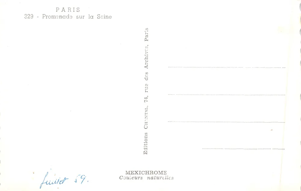 Paris - Vue de la Seine avec la Tour Eiffel — Éditeur IRIS - Verso
