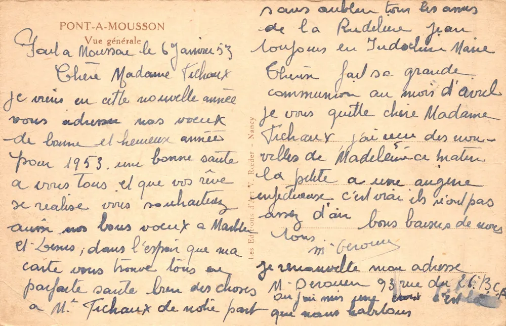 Pont-a-Mousson — Allgemeiner Blick — Les Éditions d'Art V. Reider - Nancy - Rückseite