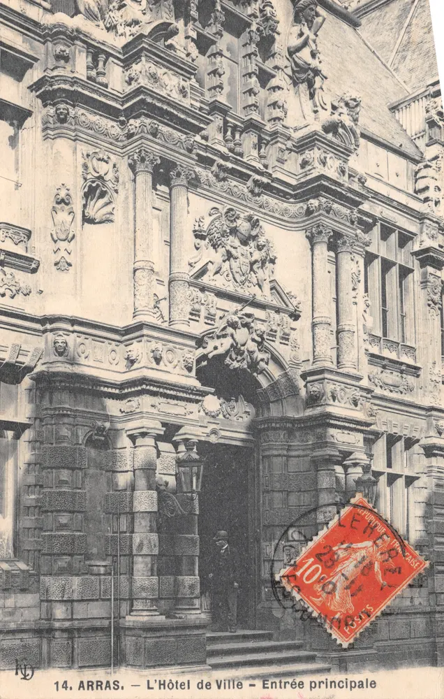 Arras — Das Rathaus — Haupteingang — Verleger LEHÉRY, n°14 - Vorderseite