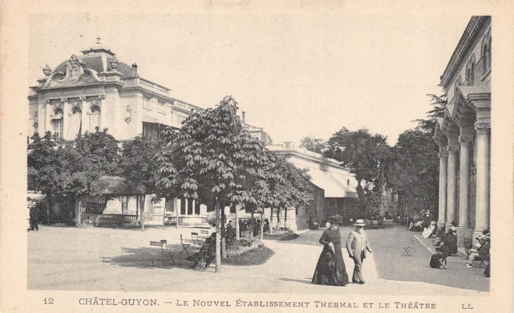 Châtel-Guyon — Le Nouvel Établissement Thermal et Le Théâtre — LL, n°12 - Recto