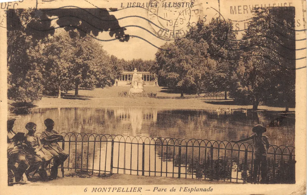 Montpellier — Parc de l'Esplanade — éditeur L. HERAULT ILLUSTRE, n°6 - Recto