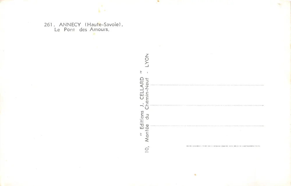 Anneyce (Haute-Savoie) — Die Brücke der Liebe — Editions J. Cellard, Lyon - Rückseite