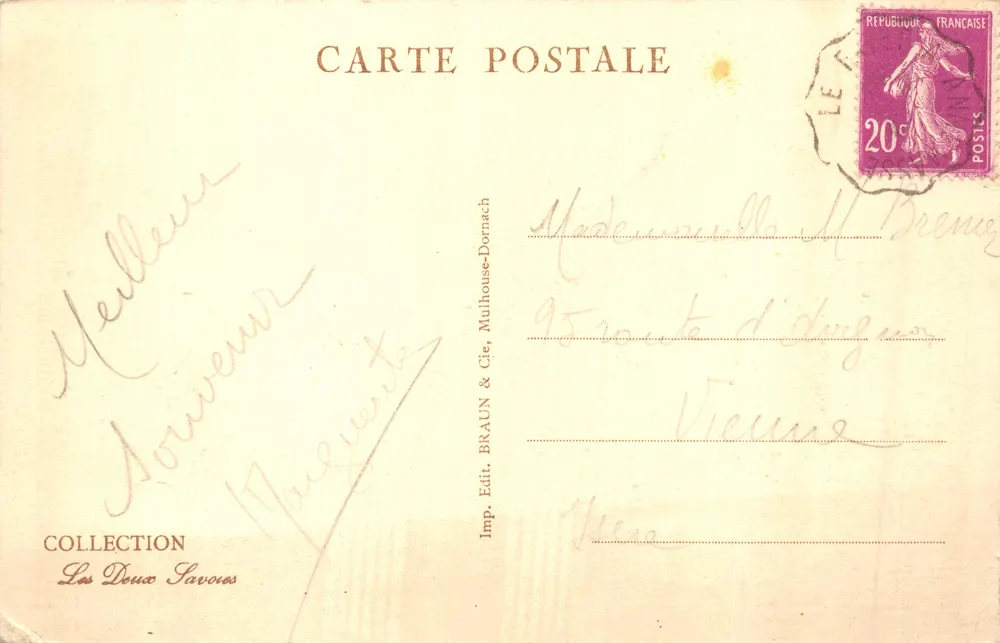 Chamonix — Lac Blanc und die Aiguilles — Verlag Imp. Braun & Cie, n° 12150 - Rückseite