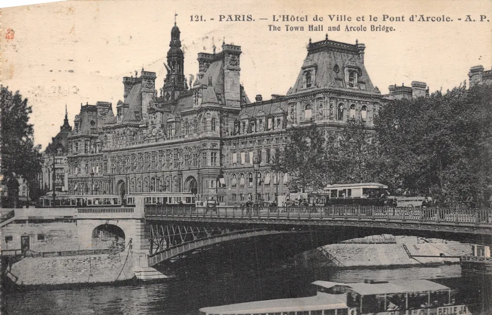 Paris — Das Rathaus und die Pont d'Arcole — A. P - Vorderseite