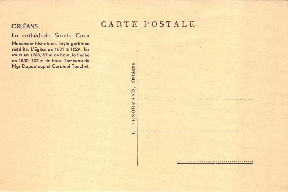 Orléans — Kathedrale Sainte-Croix — Verlag L. Enormand, Orléans - Rückseite