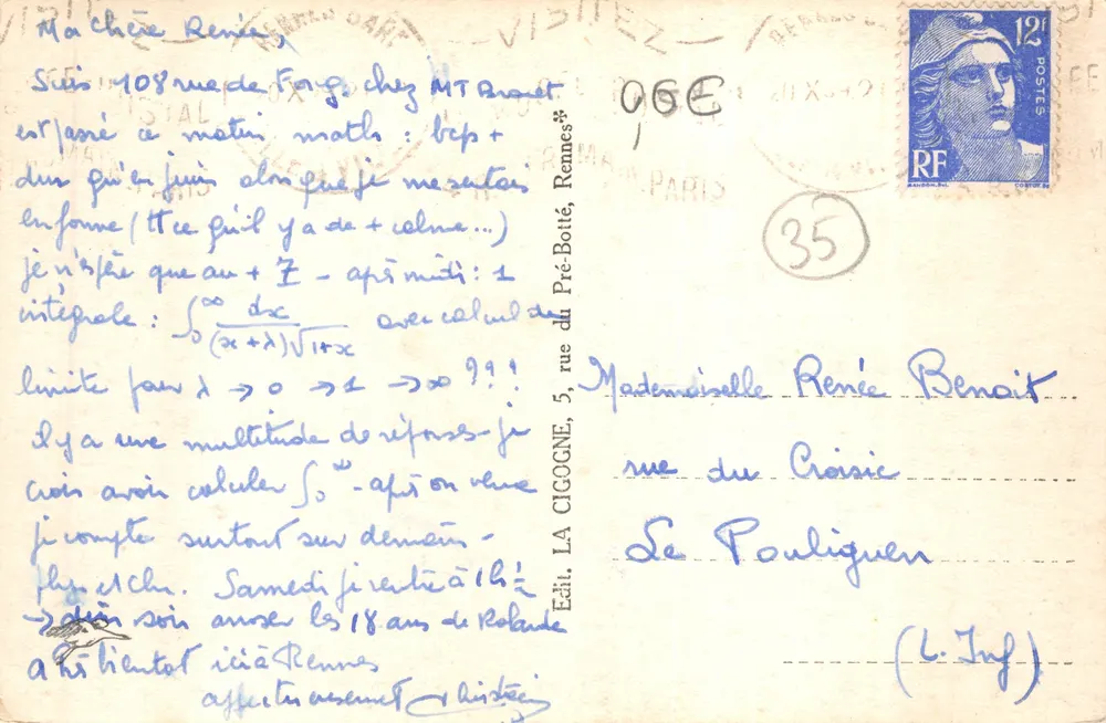 Rennes — La Cathédrale — Éditeur : LA CIGOGNE, Rennes - Verso