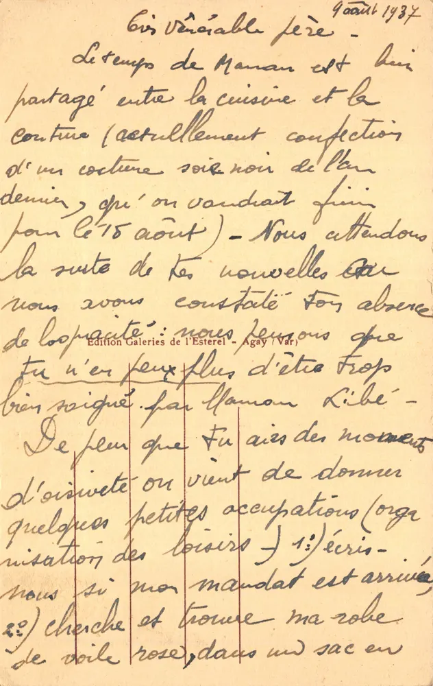 Agay (Var) — Vue générale — Édition Galeries de l'Esterel - Verso