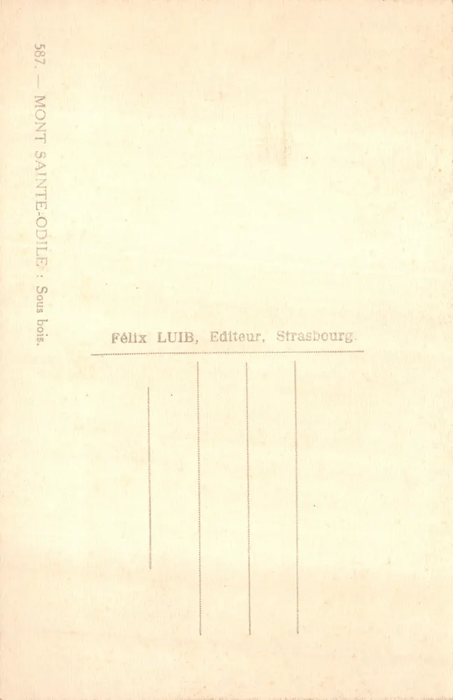 Mont Sainte-Odile — Waldpfad — Félix LUIB, Verleger, Straßburg - Rückseite