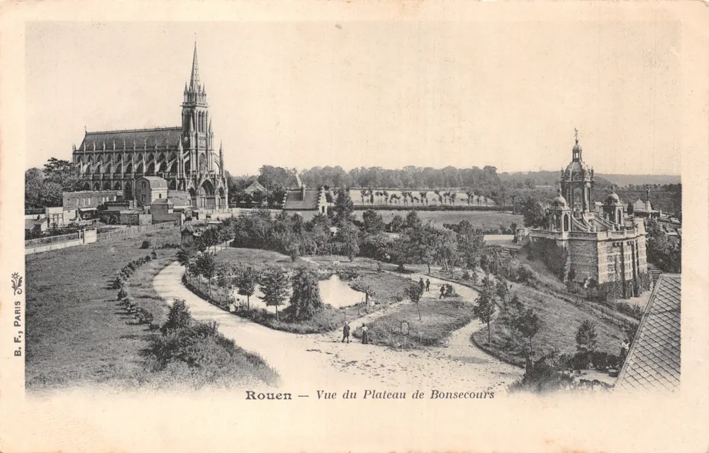 Rouen — Ansicht des Plateau de Bonsecours — B. F. Paris - Vorderseite
