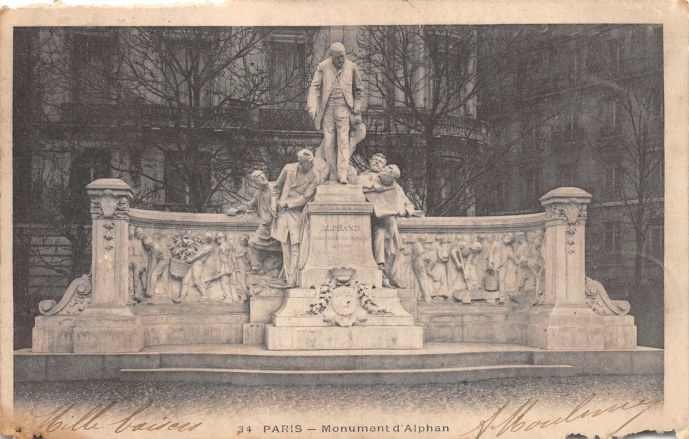 Paris — Monument d'Alphan (sculpture monumentale) — éditeur A. Bourdury, n° 34 - Recto