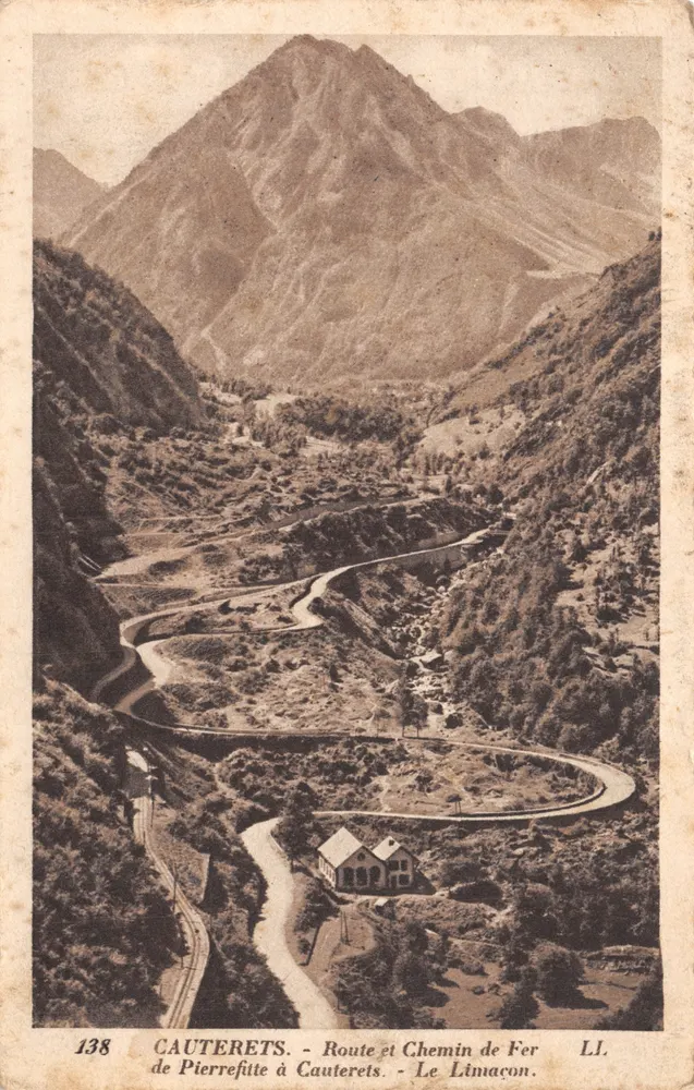 Cauterets - Route und Eisenbahn von Pierrefitte nach Cauterets - Le Limacon. Verleger LL. Nr. 138 - Vorderseite