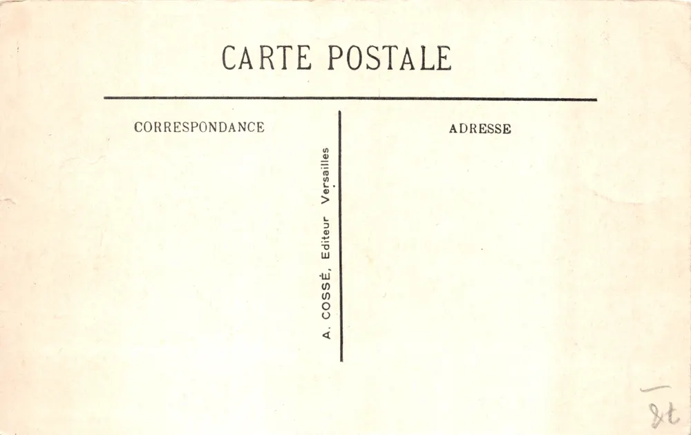 Versailles - Façade du Château — éditeur A. COSSÉ, n°8t - 뒷면