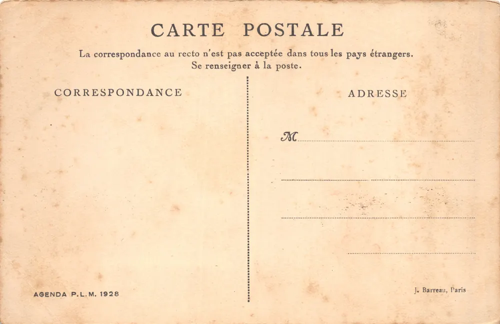 Arles — Cloître Saint-Trophime — éditeur Agenda P.L.M. 1928 - Verso