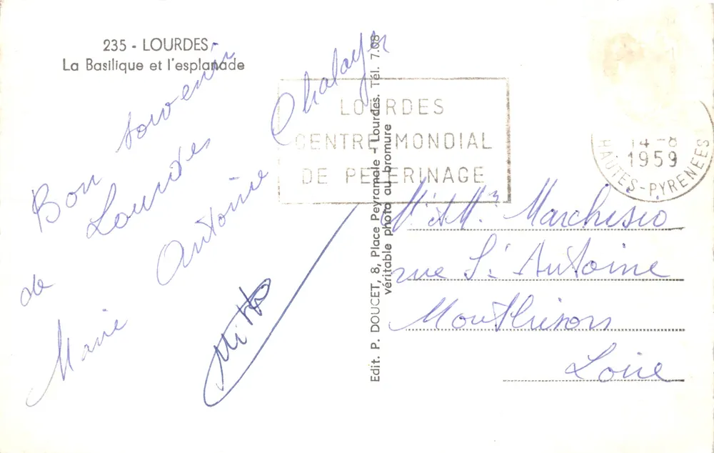 Lourdes — La Basilique et l'esplanade — Éditeur Edlux - 뒷면