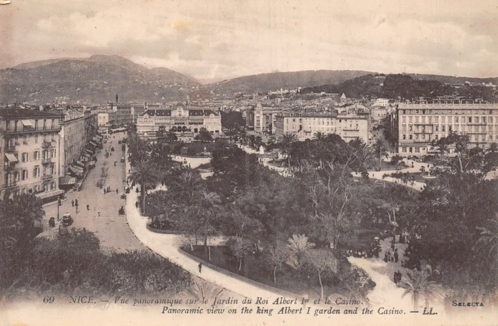 Nizza — Panoramablick auf den König-Albert-I.-Garten und das Casino — Selecta - Vorderseite