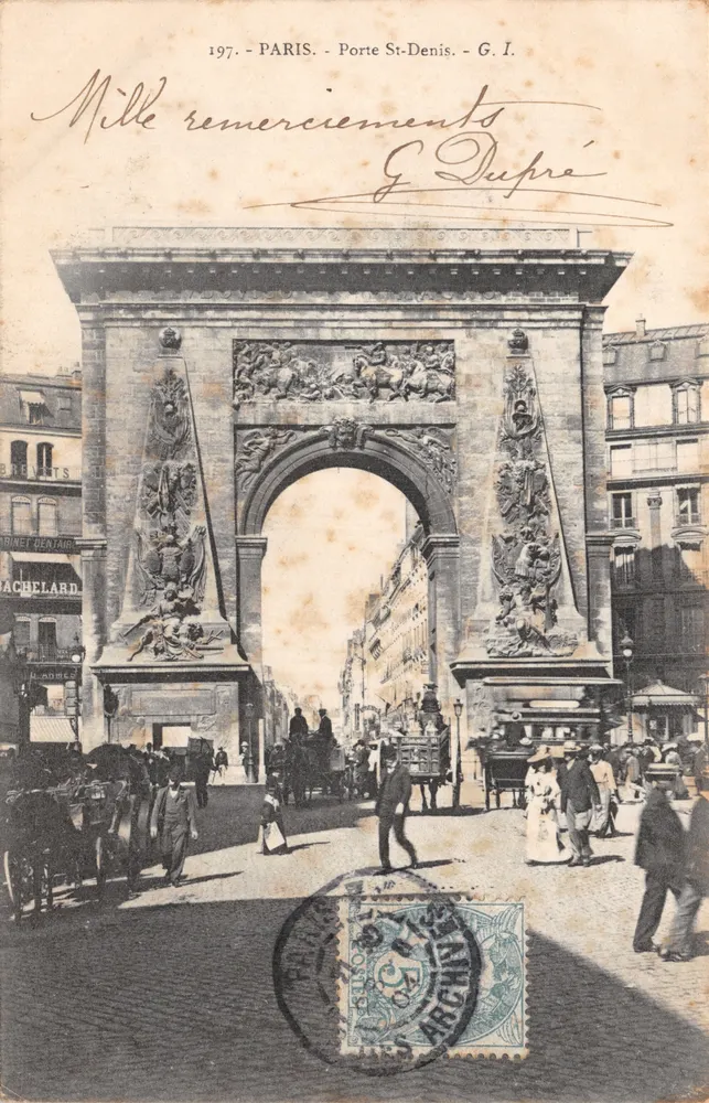 Paris - Porte Saint-Denis — monumentaler Bogen mit Basreliefs, Verlag G.I. n°197 - Vorderseite