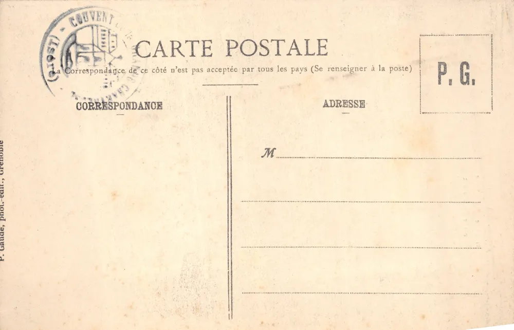 Dauphiné - Grande-Chartreuse - Eingang in den Wüsten — Verlag P. Gaude, Grenoble, Nr. 629 - Rückseite