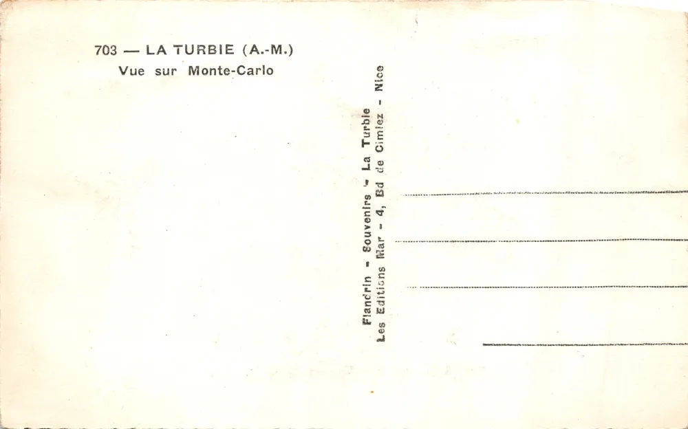 Ausblick auf Monte-Carlo — La Turbie (A.-M.) — Éditions Flancrin - Rückseite